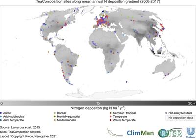 Effects of Climate and Atmospheric Nitrogen Deposition on Early to Mid-Term Stage Litter Decomposition Across Biomes